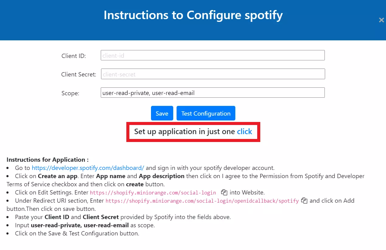 enable spotify social login for shopify with one click