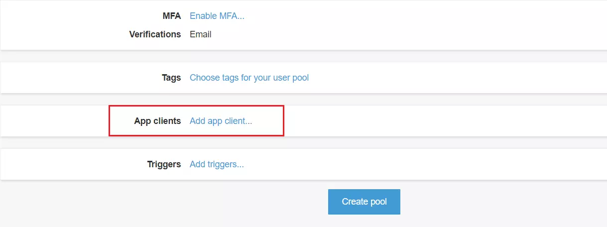 AWS cognito SSO Login Add app client for Shopify SP