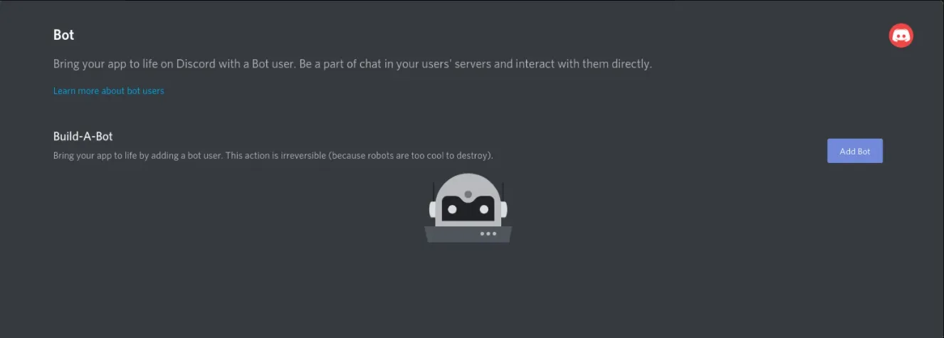 build a bot button for discord