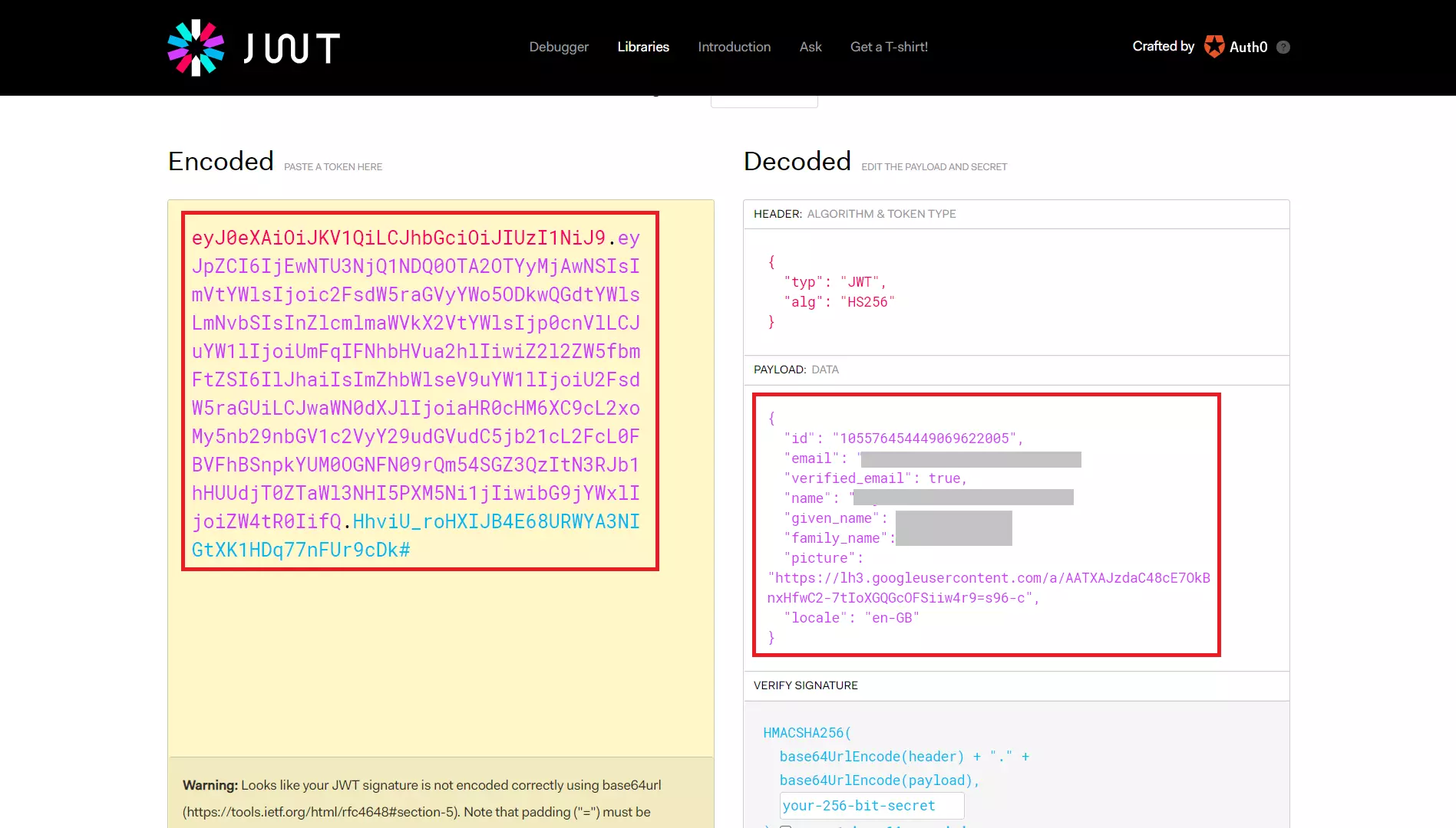 decode jwt token for userinfo perform user mobile login