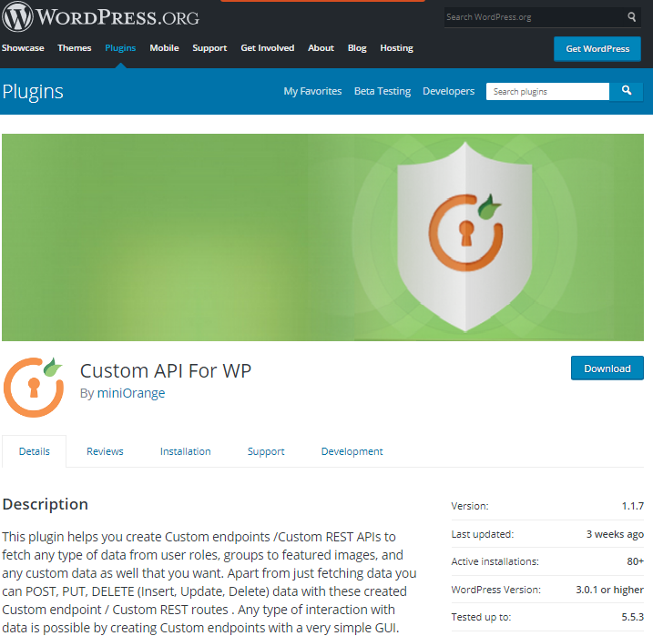 WordPress Rest API - Download Custom API for WP plugin