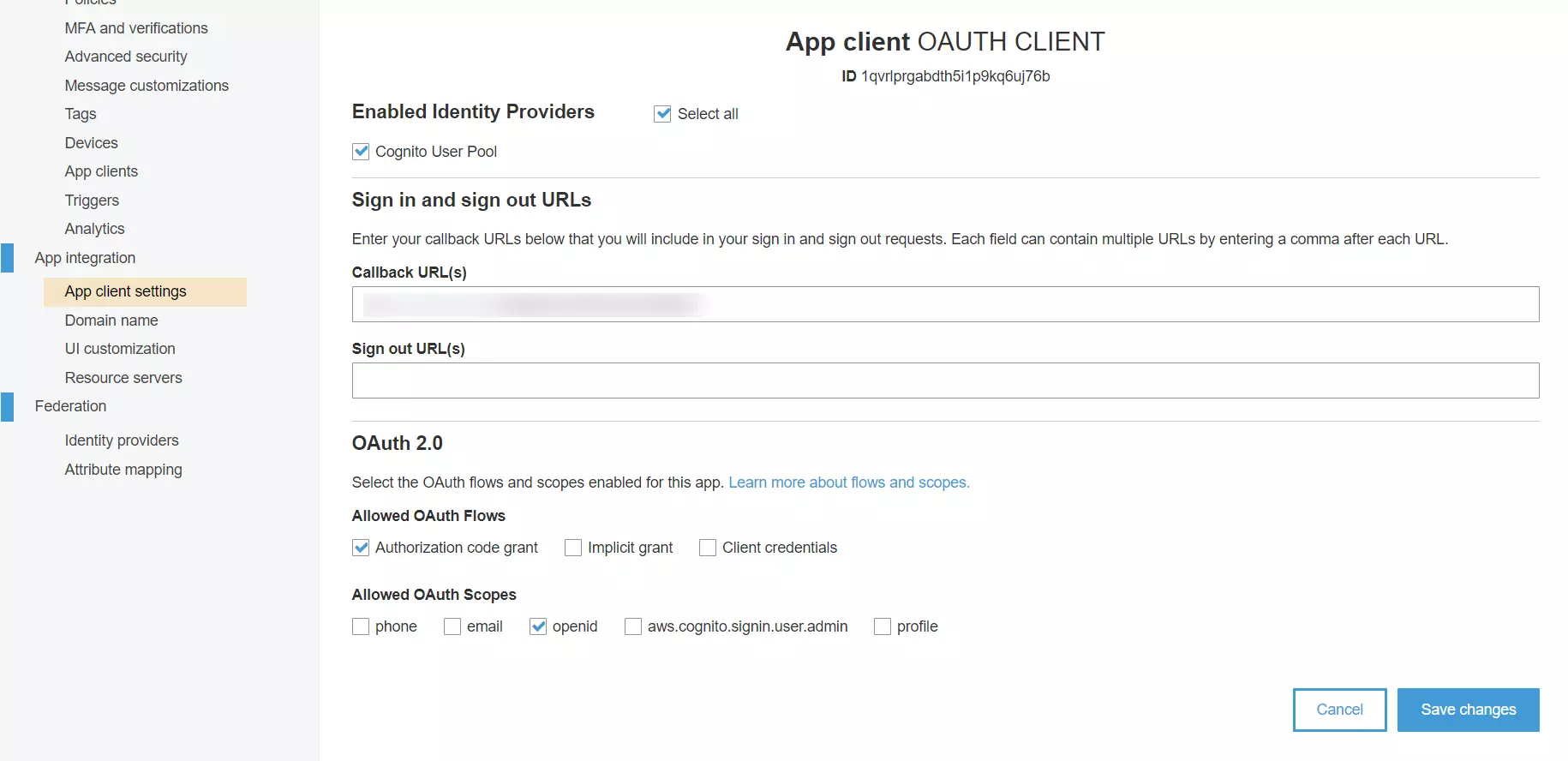 OAuth/OpenID/OIDC Single Sign On (SSO), AWS cognito SSO Login Save changes