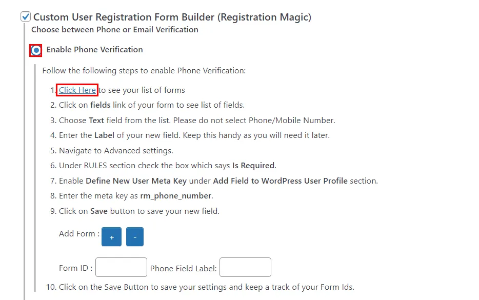 OTP Verification Custom User Registration Form Builder Registration Magic Click to See Forms
