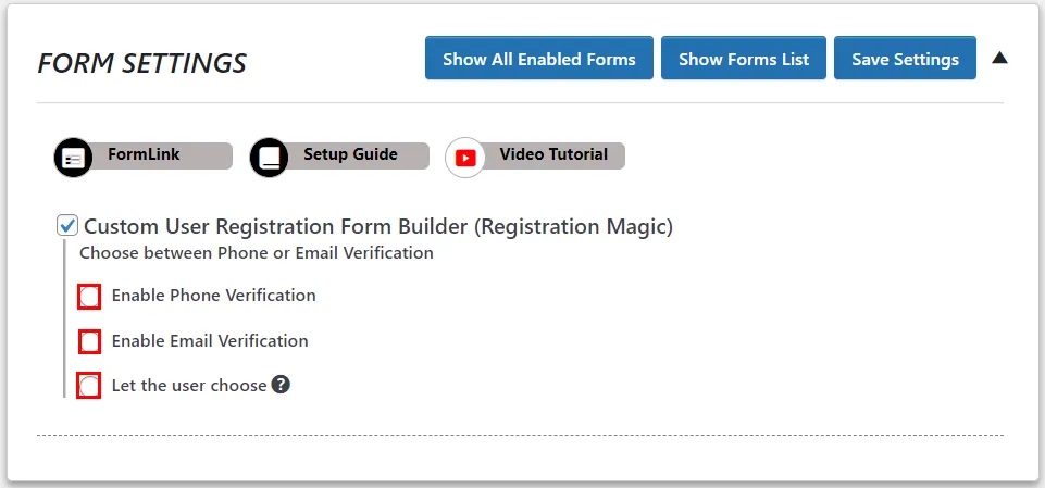 OTP Verification Custom User Registration Form Builder Registration Magic email phone