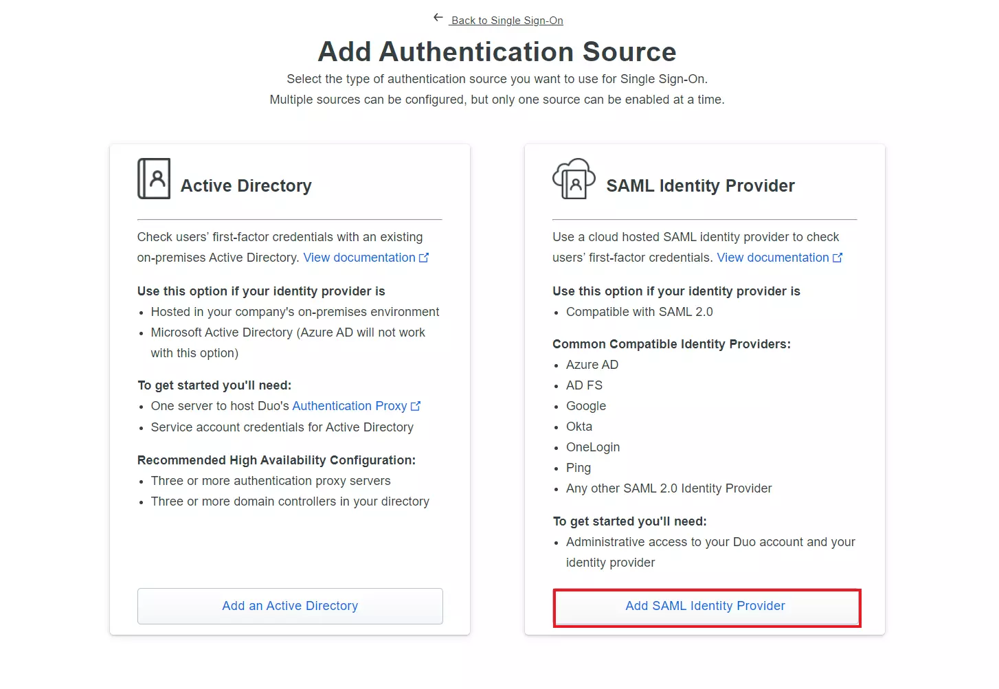 ASP.NET SAML Single Sign-On (SSO) using Duo as IDP - Select Authentication Source