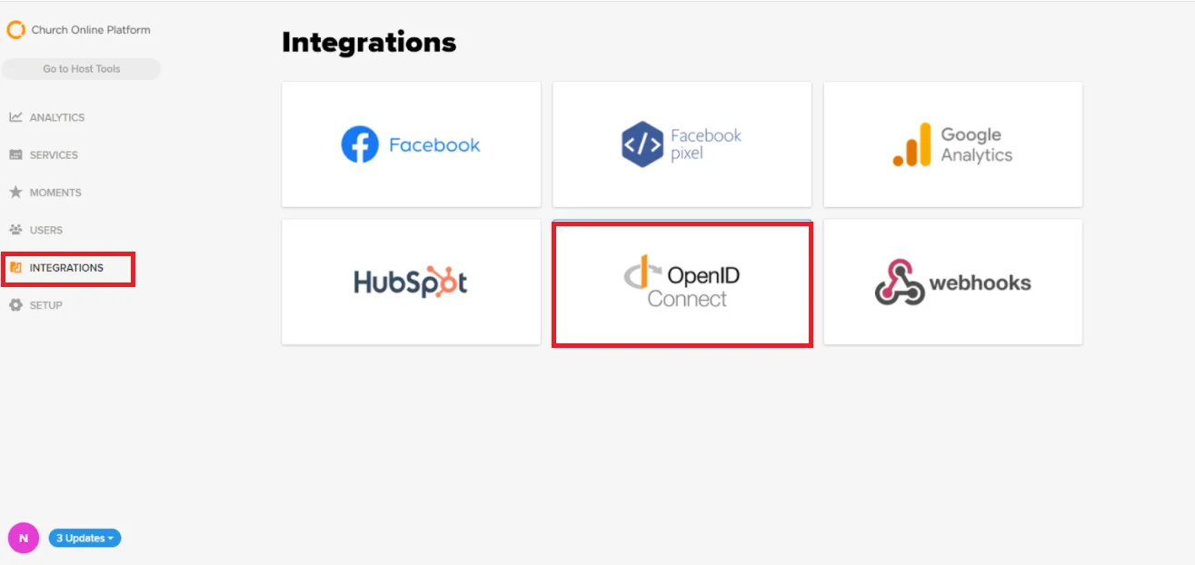 OAuth server Single Sign-On(SSO)WordPress- Church Online select openid