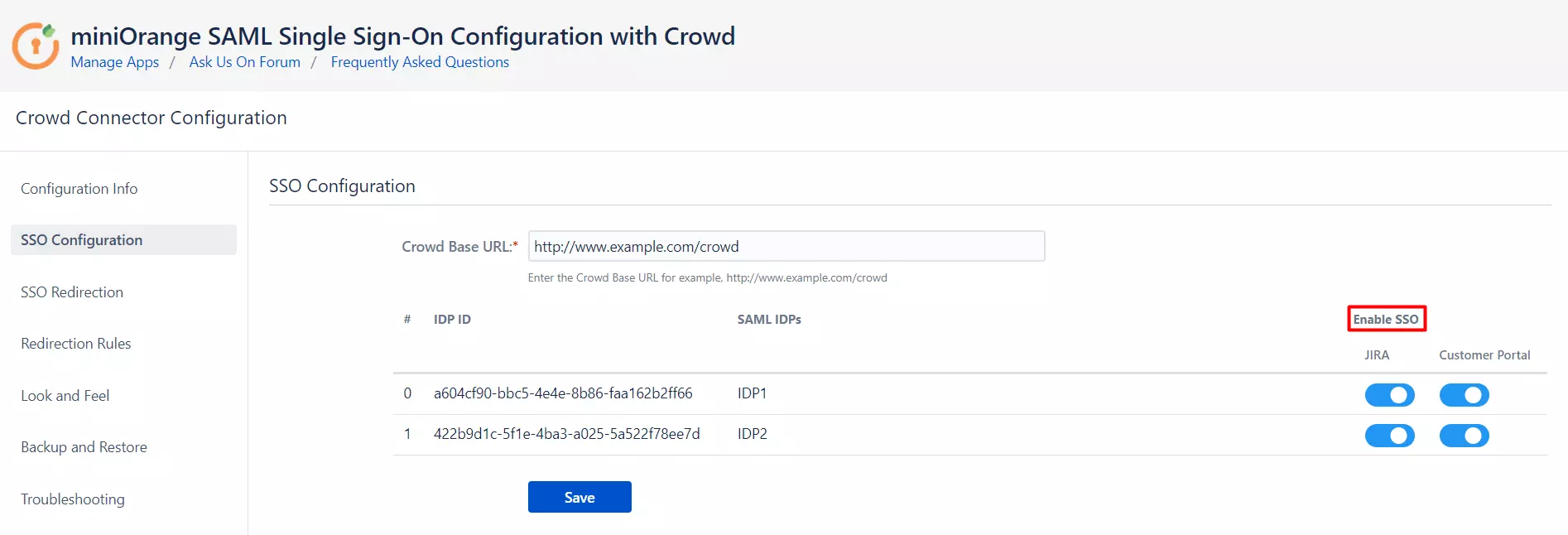 SAML Single Sign On (SSO) Connector for Crowd and Jira, Identity Providers