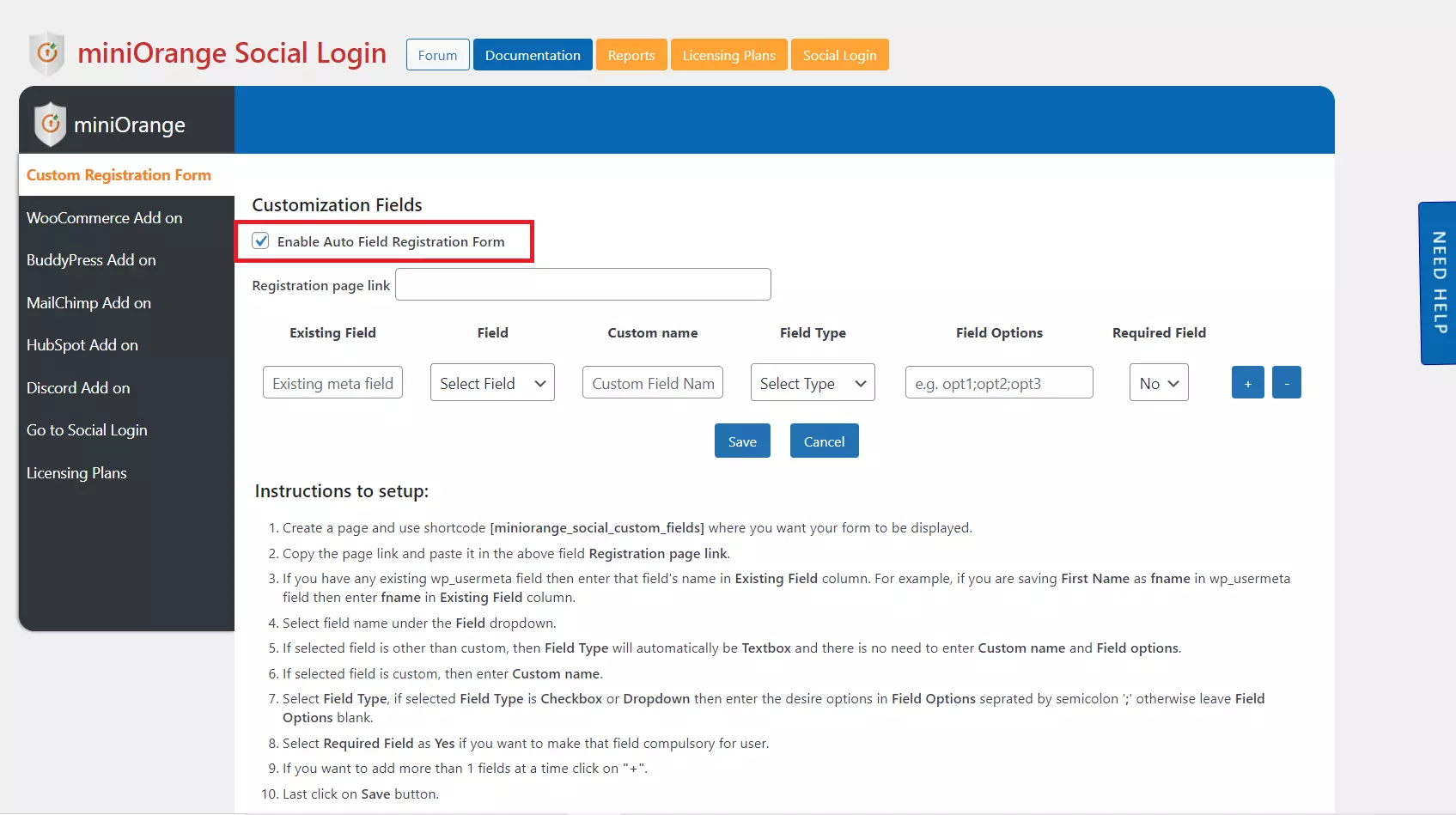 enable auto field registration form enable checkbox social login