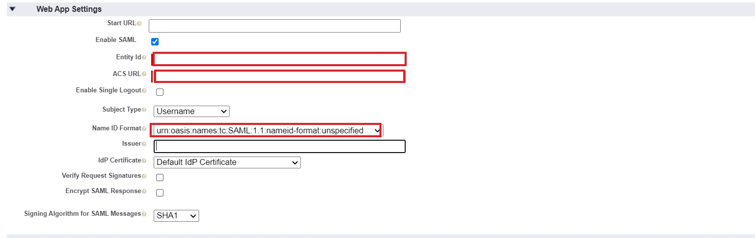 Joomla SAML Single Sign on (SSO) using Salesforce Identity Provider, Fill connected apps details