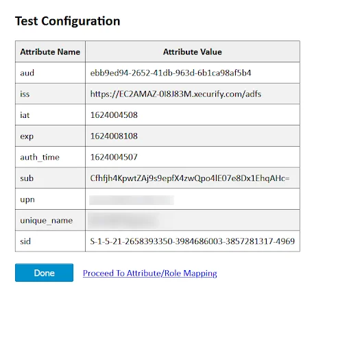 OAuth/OpenID adfs Single Sign On SSO WordPress create-newclient configuration-test-result