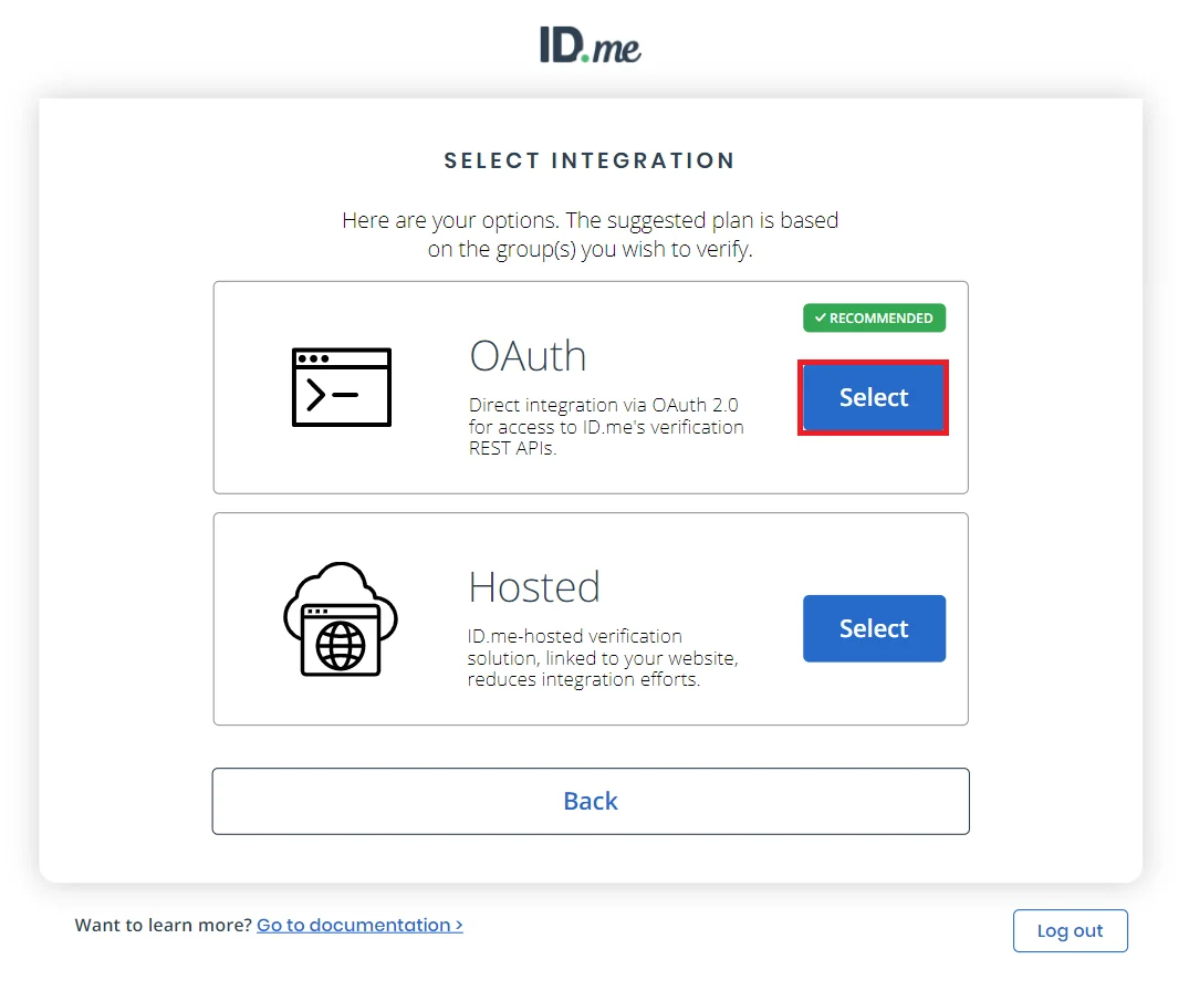 ID.me Single Sign-On (SSO) - select the oauth protocol