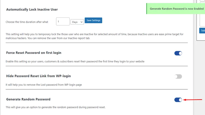 Generating Random Passwords - Click Advance settings tab