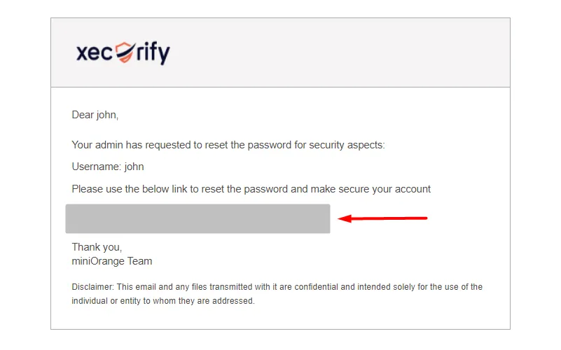 One Click Reset Password Policy - Open Your Email