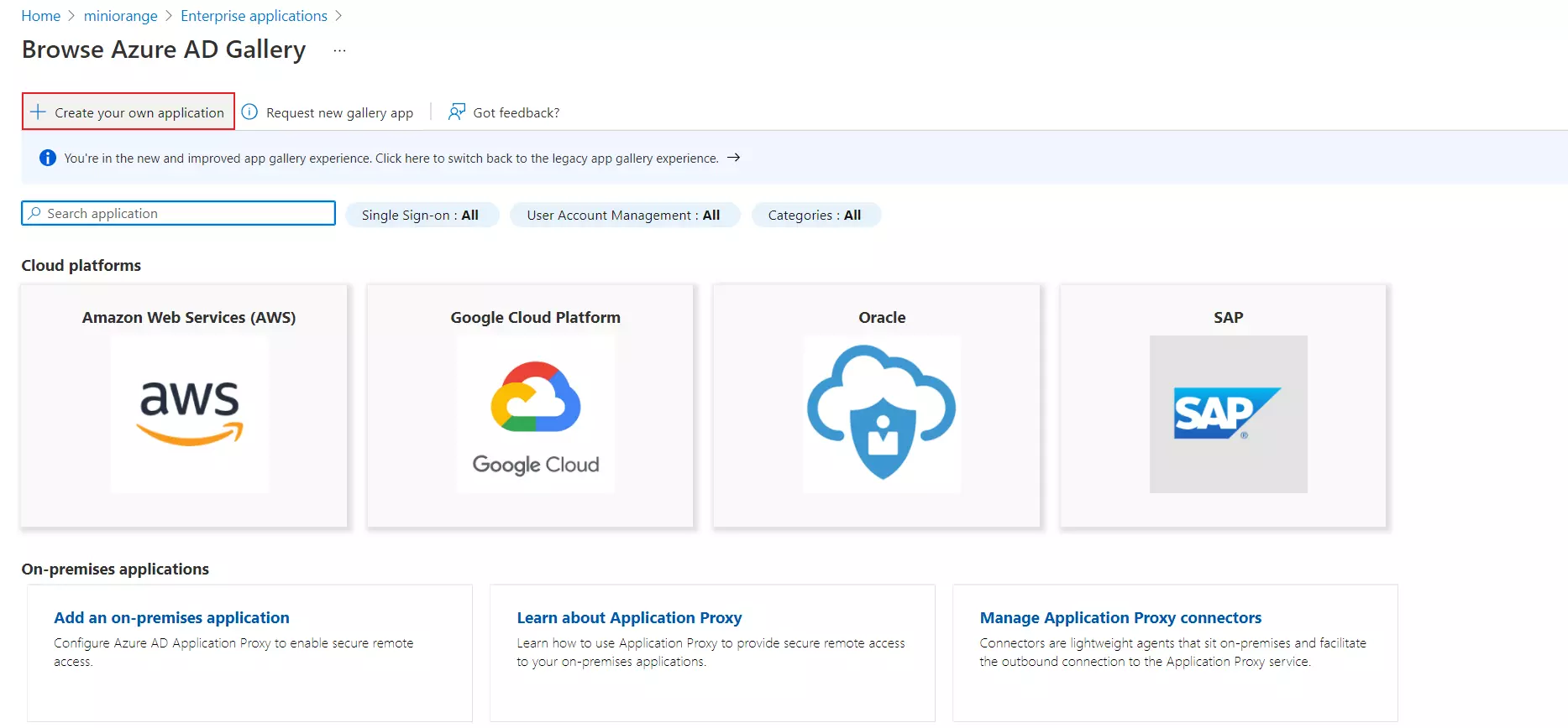 Oracle EBS Azure AD Single Sign-On: create application