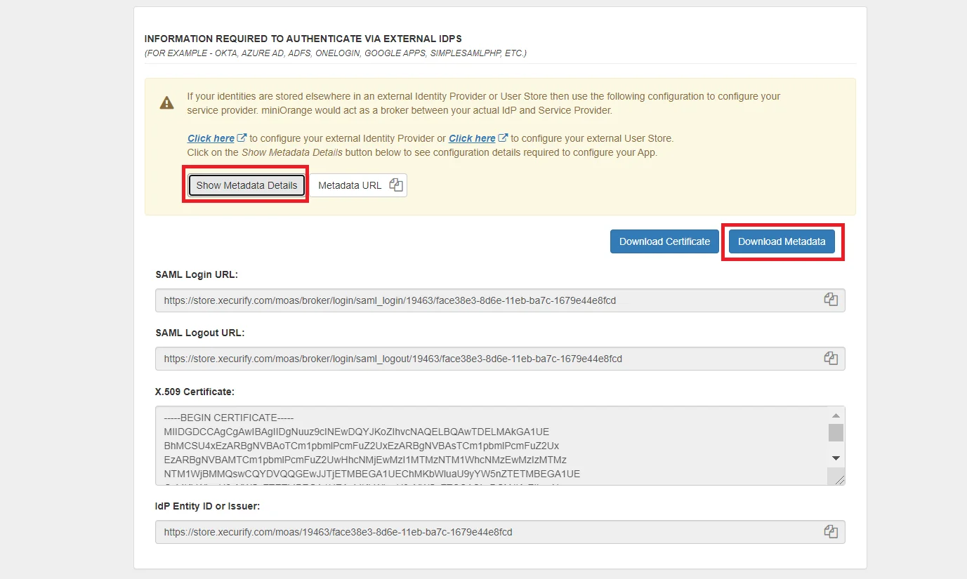 Single Sign-On (SSO) for Shopify (Plus and Non Plus), SAML SSO, download-metadata