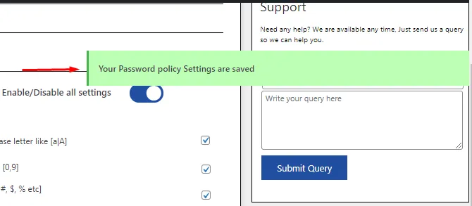 Password Policy Role Based - Saved Password policy settings