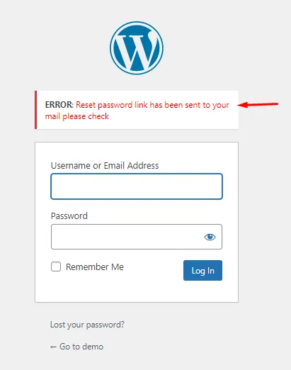 reset password link email id