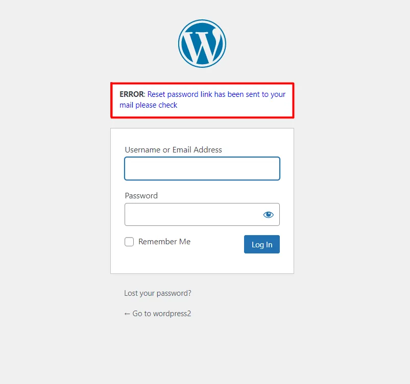 One Click Reset Password Policy - See error message