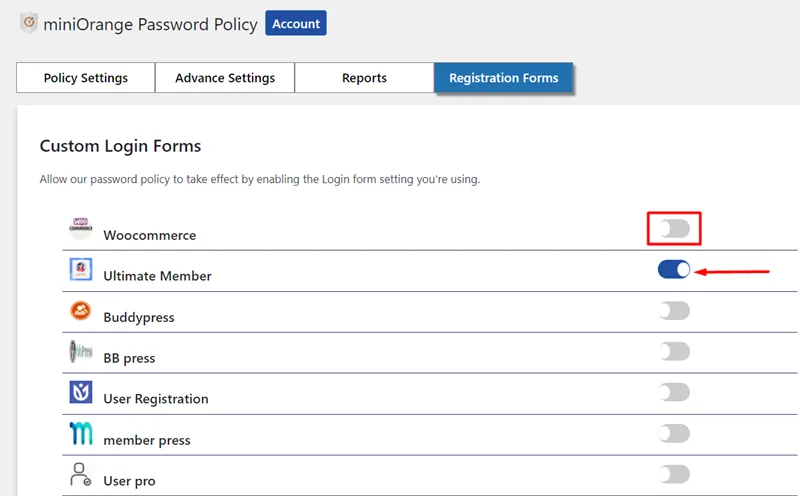 Password Policy - Enable Ultimate member form