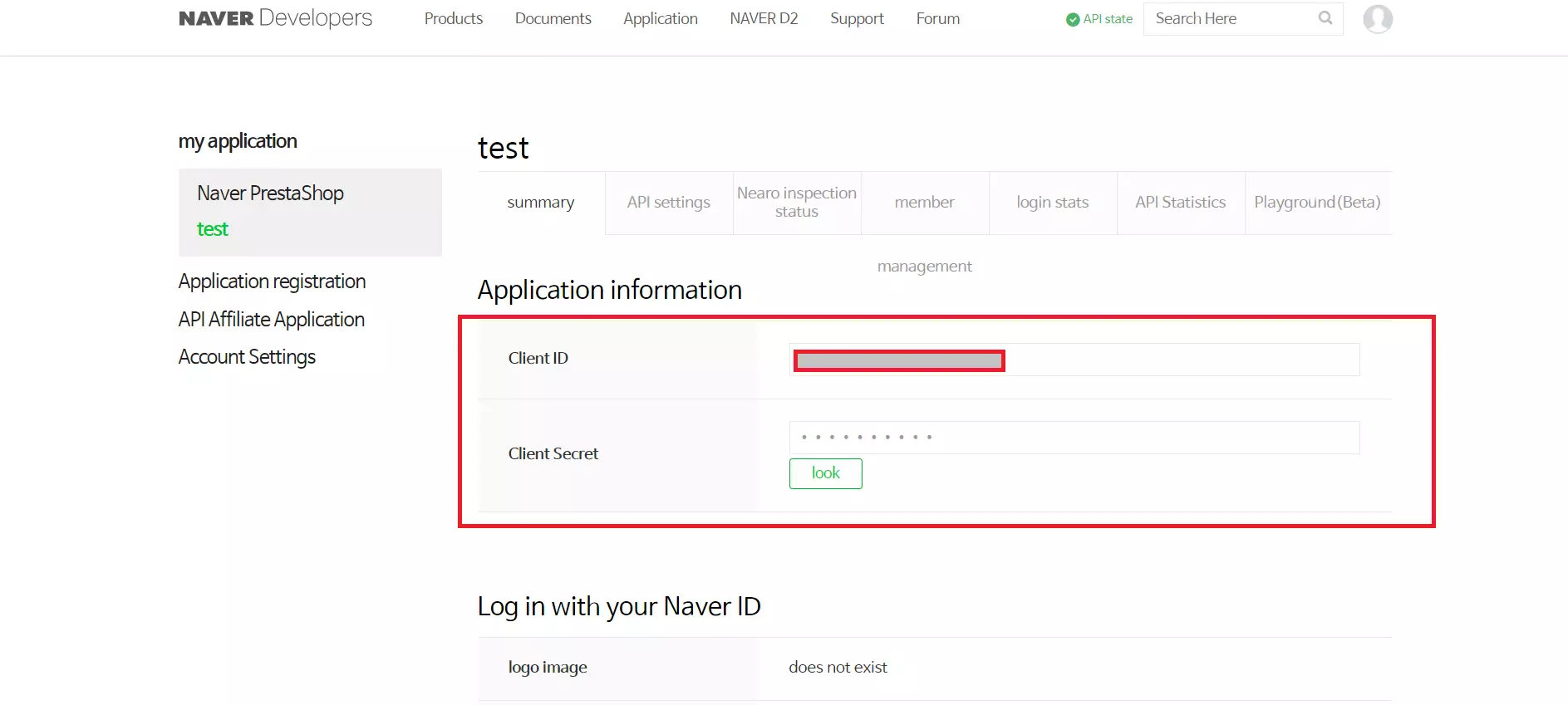 copy client ID and secret for naver social login