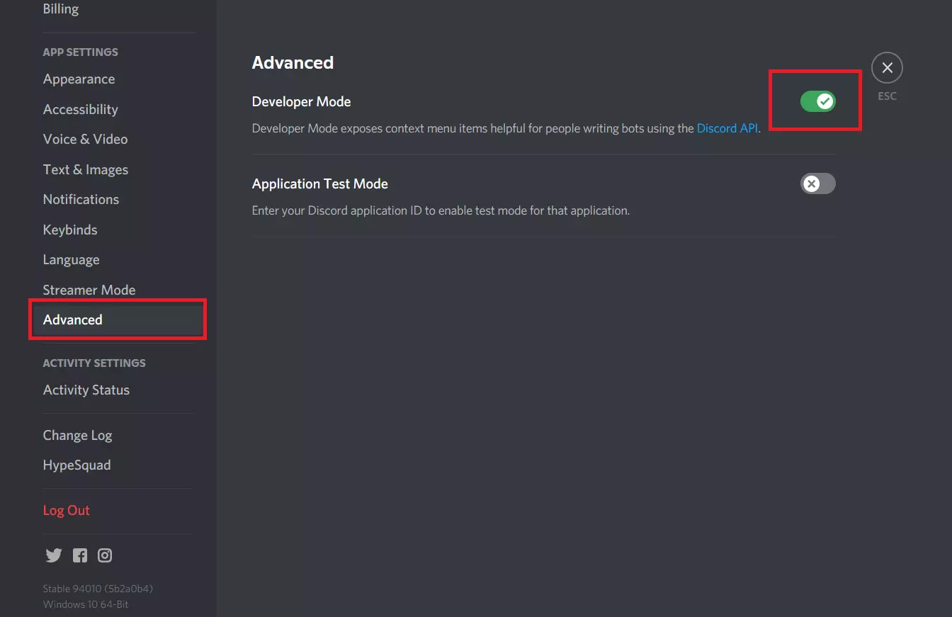 discord advance options for discord integration