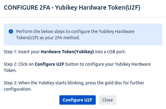 Setup Two Factor (2FA / MFA) Authentication for Jira using Yubikey Hardware Token, U2F, Hardware Token methods mobile authentication