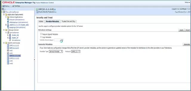 Configure Oracle Enterprise  as IDP -SAML Single Sign-On(SSO) for WordPress - Download Metadata