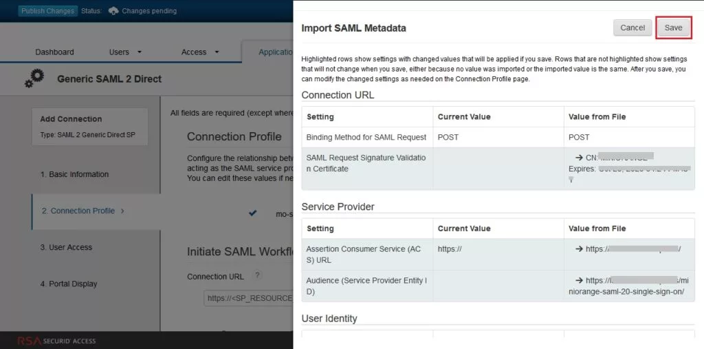 Configure RSA SecurID as IDP - SAML Single Sign-On(SSO) for Magento - Save Metadata