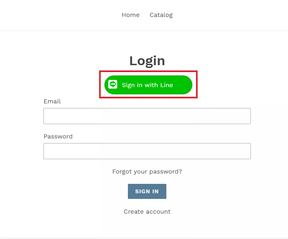 line shopify login button on shopify store line SSO
