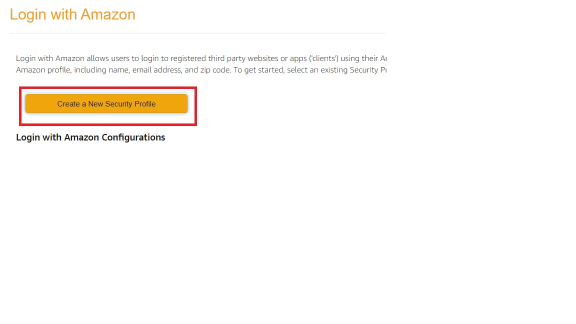 Create new security profile for Amazon Single Sign-On Magento SSO