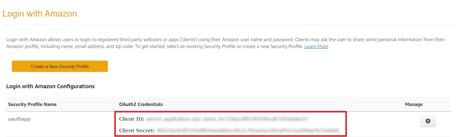 Amazon Single Sign-On (SSO) - get client credentials 