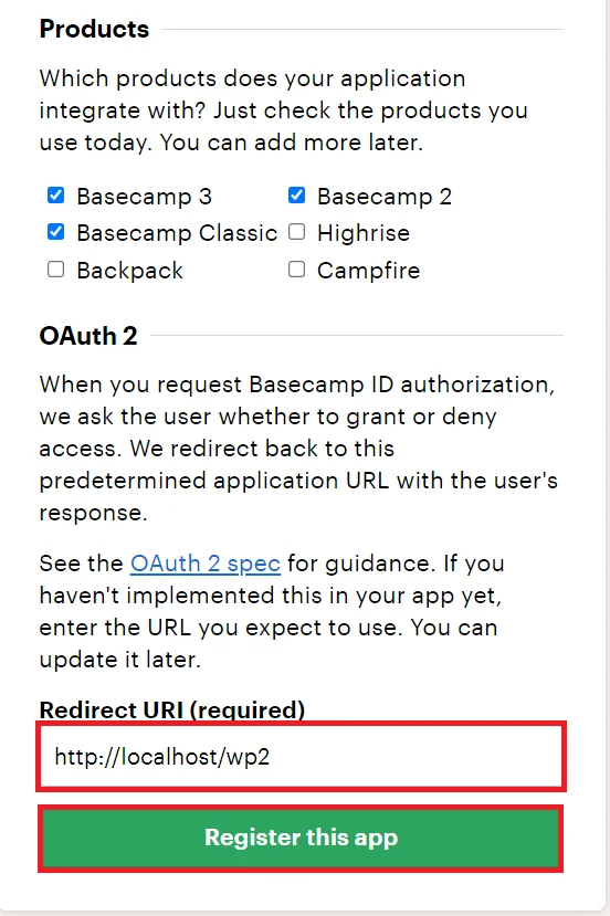Basecamp Single Sign-On (SSO) - enter redirect url