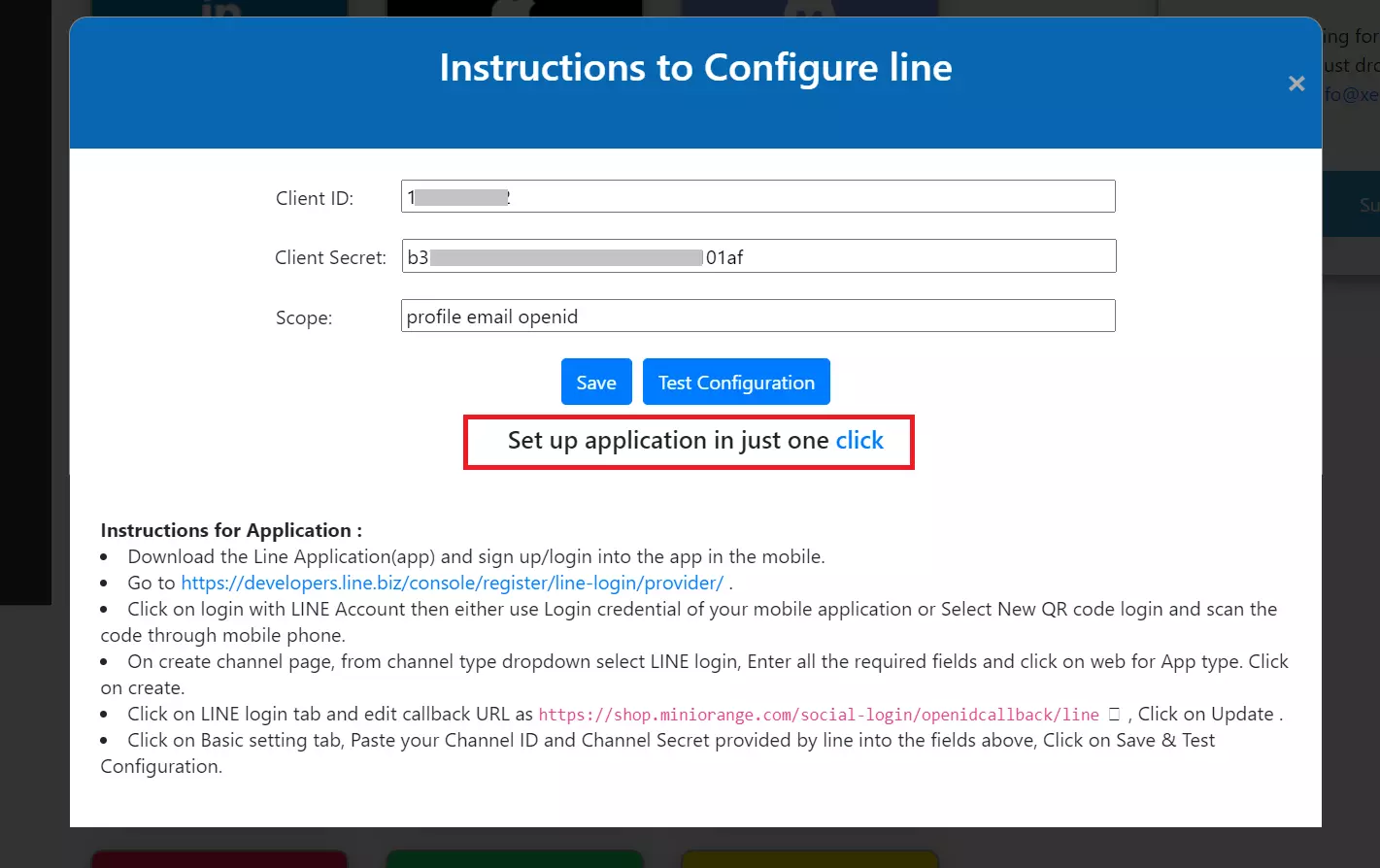 enable line login with one click on shopify SSO