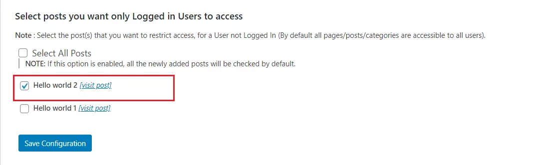 Page restriction | post restriction | restrict WordPress (WP) content - Restrict to Logged in Users tab