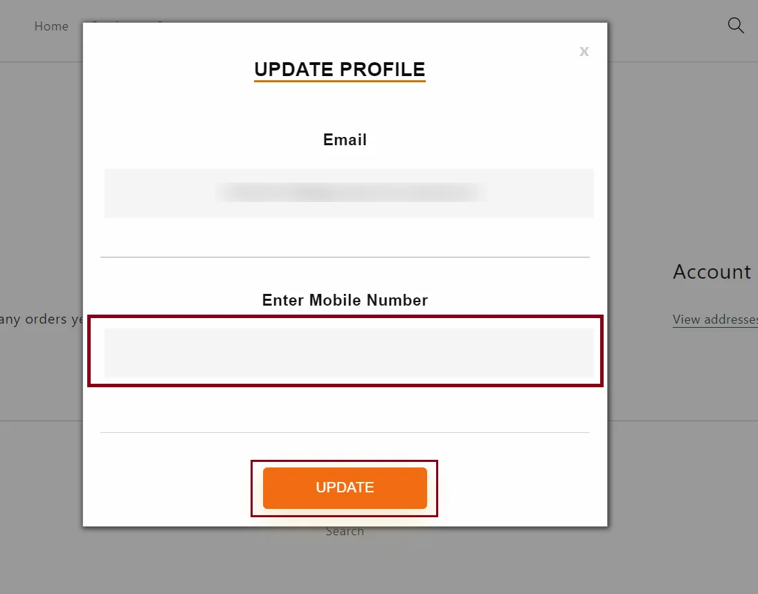 link mobile number to Shopify account