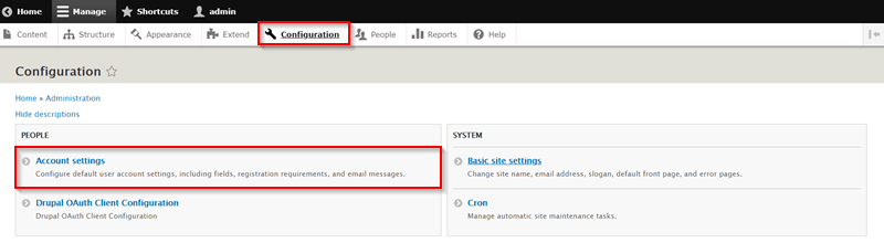 Drupal OAuth Client Azure AD Account Settings