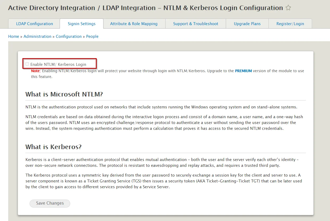 Drupal LDAP Login and Active Directory SSO Enable the NTLM and Kerberos Login