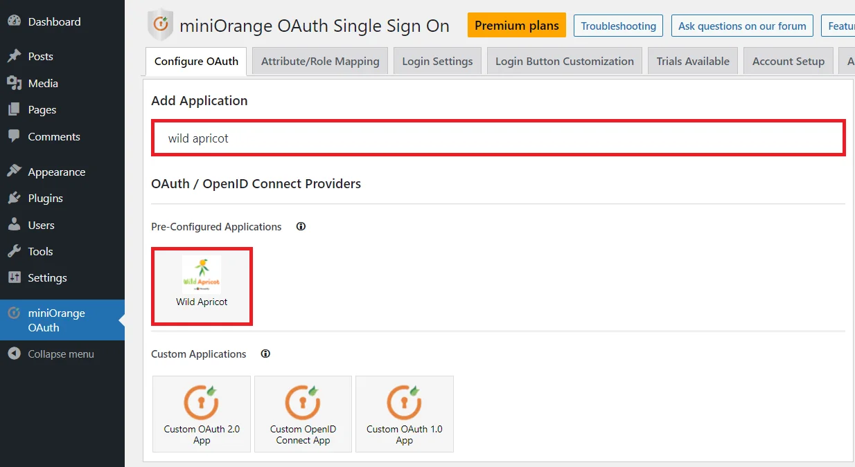 Wild Apricot Single Sign-On (SSO) OAuth/OpenID WordPress apicot-account