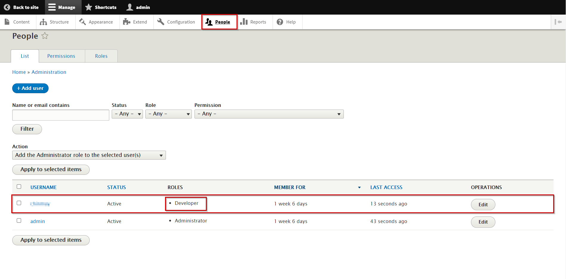 go to the people tab and you can the assign role from the user
