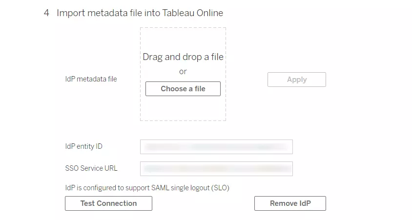 Tableau Online SSO using DNN SAML IDP - Import Metadata