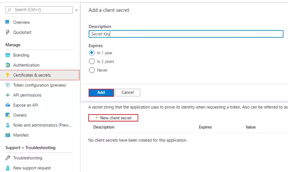 Azure AD user sync with WordPress - Certificate and Secrets
