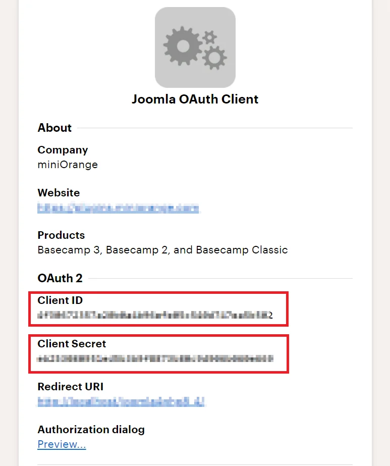 Joomla Basecamp SSO (Single Sign On) - Client credentials