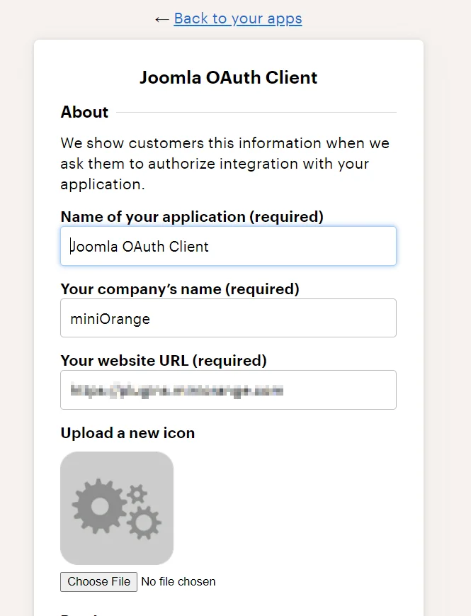 Joomla Basecamp SSO (Single Sign On) - Enter app name 