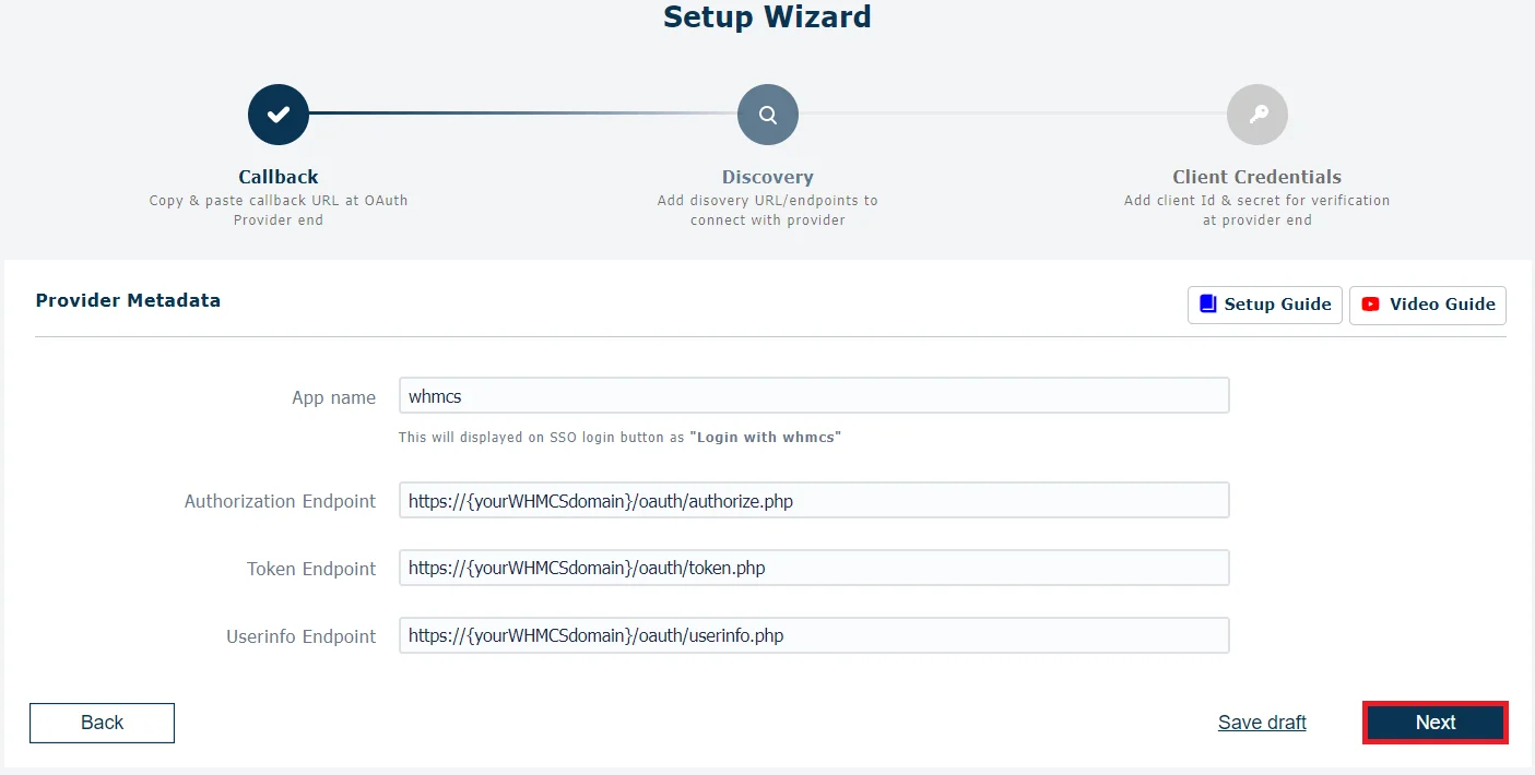WHMCS AD Single Sign-On (SSO) OAuth - Add App name, TenantID