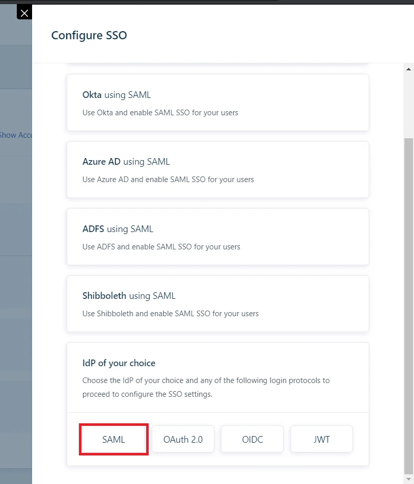 select SAML