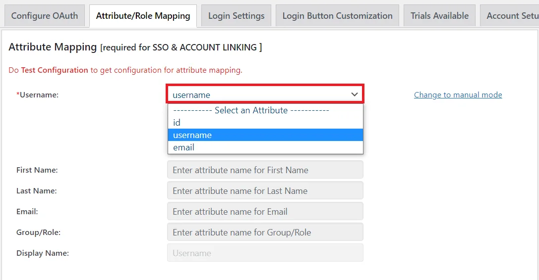 joomla  Single Sign-On (SSO) - attribute/role mapping