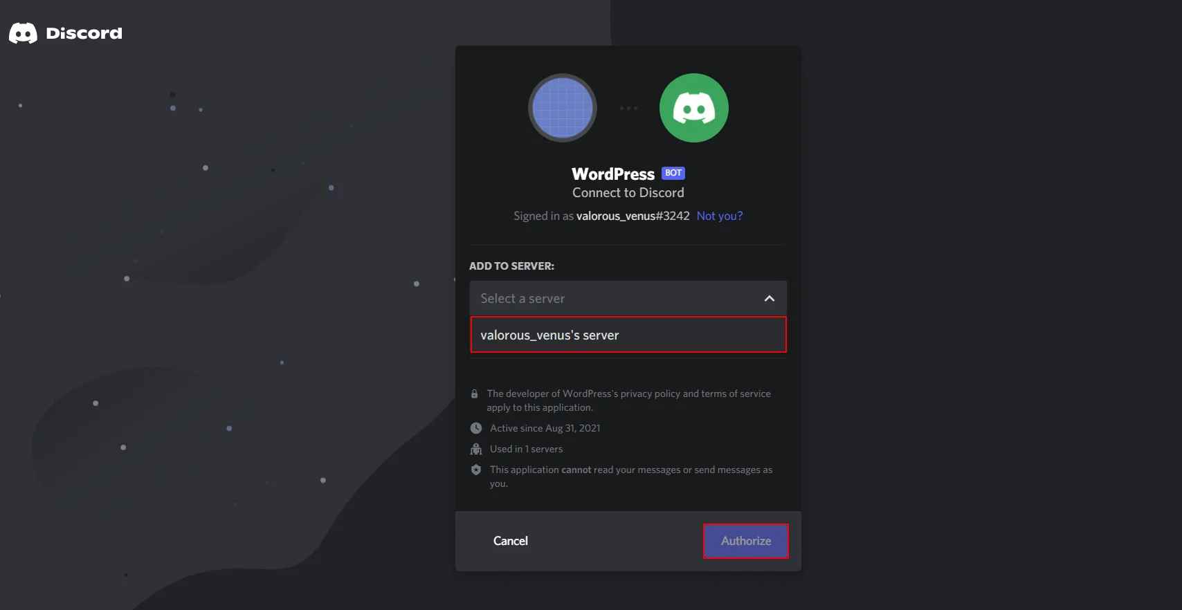 Discord Role Mapping - Authorize Discord Server