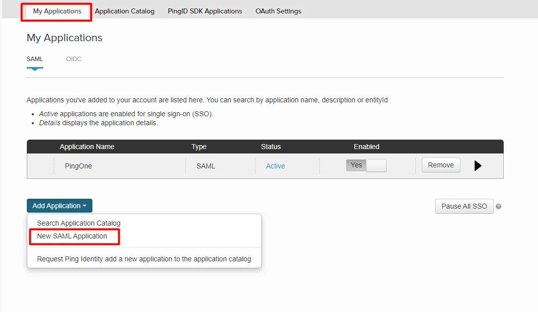 PINGONE as IDP -SAML Single Sign-On(SSO) for Shopify - add application 