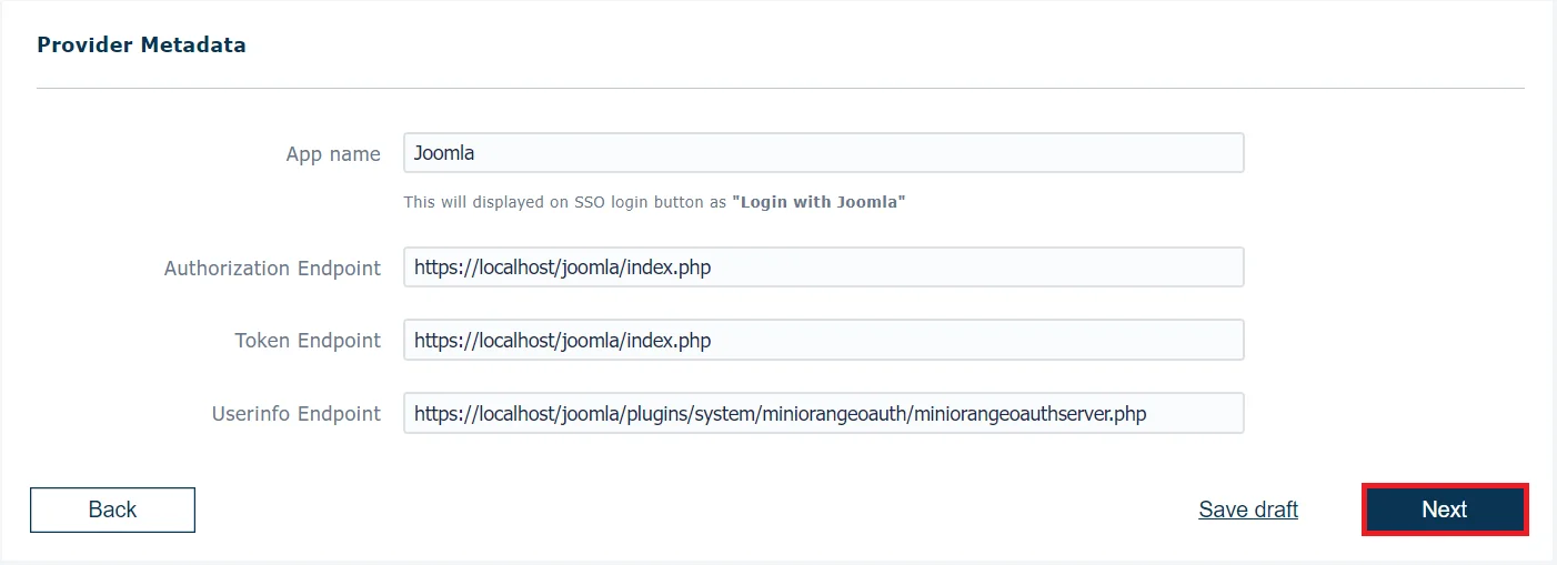 Joomla Single Sign-On (SSO) OAuth - Callback URL