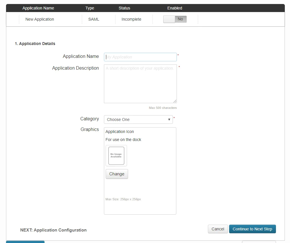 PINGONE as IDP -SAML Single Sign-On(SSO) for Shopify - application details section